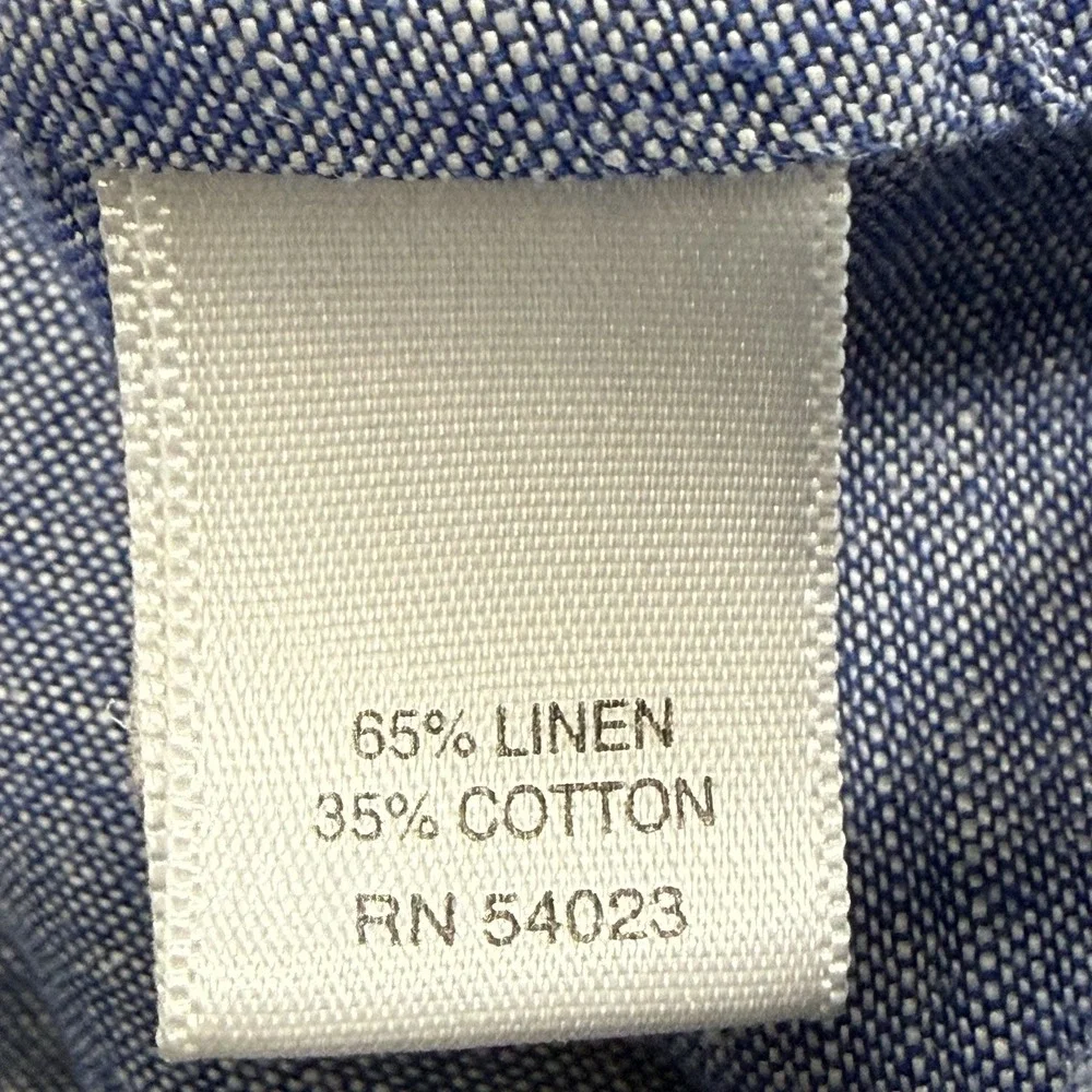 Banana Republic Linen Blend Shirt Mens Large Blue Chambray Soft Wash Button Up